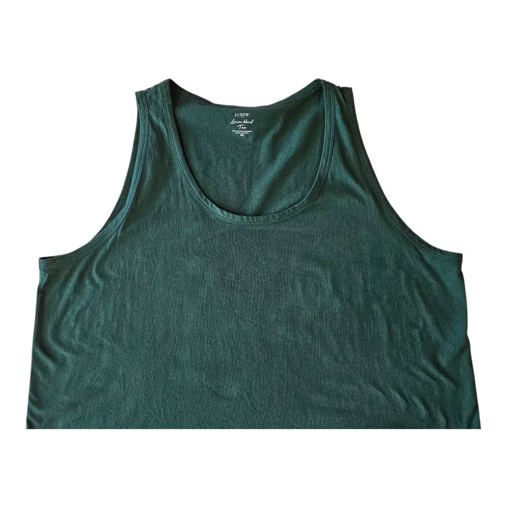 J CREW Women's Plus 3X Linen Blend Tank Tee Top Green Sleeveless Bust 48
